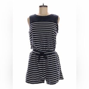 Evereve Ruby Stripe Romper Sleeveless Shorts Navy/White Size Medium